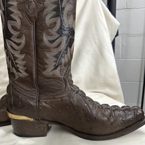Vtg El presidente gold collection cowboy boots Brown horn alligator boots - Picture 6 of 13